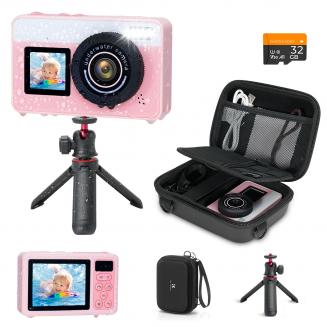 Fotocamera Subacquea per Bambini 4K 48MP, 3M Impermeabile, Doppio Schermo, per Snorkeling e Nuoto, Include Custodia EVA, Treppiede, Kentfaith