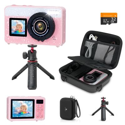 Underwater Camera for Kids 4K 48MP, 3M Waterproof, Dual Screen, for Snorkeling Swimming, Includes EVA Storage Case, Tripod, Kentfaith