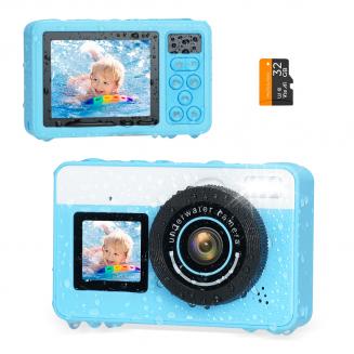 Fotocamera Subacquea per Bambini 4K 48MP, Impermeabile 10FT/3M, Doppio Schermo, per Snorkeling Nuoto Kentfaith