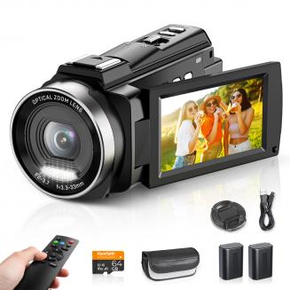 Videocamera con video 5K, zoom ottico 10X, doppia batteria, trasferimento WiFi, telecomando, stabilizzazione a 6 assi, Kentfaith