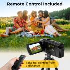 Câmera de Vídeo com Vídeos em 5K, Zoom Óptico 10X, Baterias Duplas, Transferência WiFi, Controle Remoto, Estabilização de 6 Eixos, Kentfaith