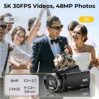 5K videokamera med 10X optisk zoom, 30FPS videokamera, aluminiumstativ, WiFi-overføring, fjernkontroll, 6-aksers stabilisering, doble batterier, Kentfaith