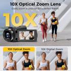 5K videokamera med 10X optisk zoom, 30FPS videokamera, aluminiumstativ, WiFi-overføring, fjernkontroll, 6-aksers stabilisering, doble batterier, Kentfaith