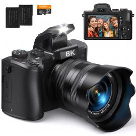8K 88MP Appareil Photo Numérique pour la Photographie, Autofocus, Double Objectif pour Selfie et Vlogging YouTube, Écran Tactile de 3,2 Pouces Kentfaith