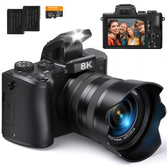 8K 88MP Digitalkamera für Fotografie, Autofokus, Dual-Linse für Selfie-YouTube-Vlogging, 3,2-Zoll-Touchscreen Kentfaith