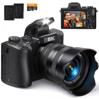 Fotocamera Digitale per Fotografia 8K 88MP, Autofocus, Doppio Obiettivo per Selfie e Vlogging su YouTube, Schermo Touch 3.2in Kentfaith Fotocamera Digitale per Fotografia 8K 88MP, Autofocus, Doppio Obiettivo per Selfie e Vlogging su YouTube, Schermo Touch 3.2in Kentfaith