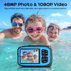 Underwater Camera for Kids 4K 48MP, 10FT/3M Vanntett, Dobbeltskjerm, for snorkling svømming Kentfaith