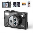 5K 75MP Kompaktowy Aparat Cyfrowy, 3 Obiektywy 12X Zoom Autofokus do Vlogowania na YouTube, Karta 32 GB 2 Baterie, Kentfaith
