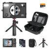 5K 75MP Fotocamera Digitale Compatta, 3 Lenti Zoom 12X Autofocus per Vlogging YouTube, Treppiede Compatto, Borsa per Fotocamera, Scheda 32GB 2 Batterie, Kentfaith
