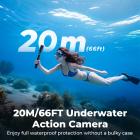 4K 60FPS Wodoodporna Kamera Akcji 20M/66FT Podwodna, 6-Osiowa Stabilizacja, Wbudowany WiFi, 2-calowy ekran Dotykowy Kentfaith