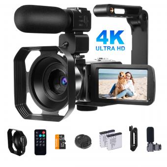 Kamera wideo z nagrywaniem wideo 4K 30FPS, zdjęciami 80MP, matrycą Sony CMOS 13MP, 11 akcesoriami, nocnym widzeniem, trybem kamery internetowej, Kentfaith Kamera wideo z nagrywaniem wideo 4K 30FPS, zdjęciami 80MP, matrycą Sony CMOS 13MP, 11 akcesoriami, nocnym widzeniem, trybem kamery internetowej, Kentfaith