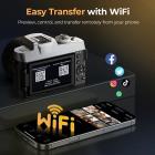 75MP Fotocamera Digitale 4K per Fotografia, Zoom Ottico 12X, Schermo Ribaltabile 180°, Set Filtri 52mm Black Mist 1/4 + CPL, Treppiede per Fotocamera, Fotocamera WiFi per Video, YouTube, Kentfaith