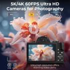 5K 75MP Fotocamera Digitale per Fotografia, Zoom Ottico 20X, Fotocamera WiFi per Vlogging su YouTube con Autofocus & Doppio Obiettivo per Selfie, Schermo Touch 4 pollici, Filtro 52mm Black Mist 1/4 + CPL, Treppiede per Fotocamera, Kentfaith
