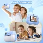 Barn Camera Instant Print Color Photo, Front Rear Dual Selfie, 1080P HD Video for 3-12, Blue, #
