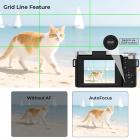 4K 64MP digitalt kamera for fotografering, blits + linsefyllingslys, autofokus, webkamera, 180° vippeskjerm, for vlogging, Youtube, reising, Kentfaith