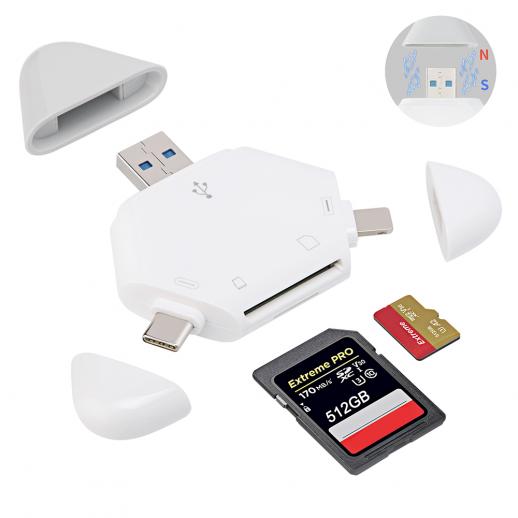 Lector de tarjetas SD magnético 3 en 1, compatible con SD / TF / SDHC, compatible con Mac os, Android, Linux