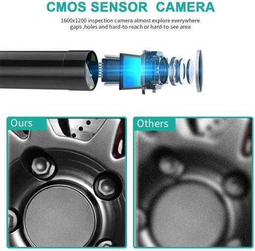 Android Windows Endoscope Inspection Camera, 5m/10m/15m Auto Focus 3-in-1  USB Type-C Drain Pipe Camera Waterproof Borescope, Semi-Rigid Snake Cable