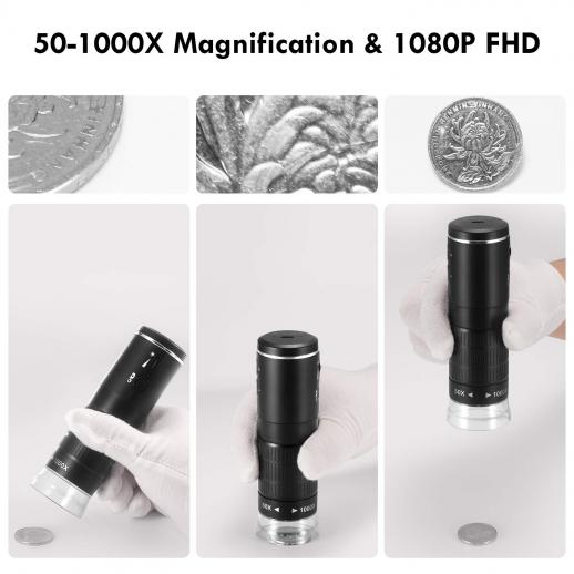 HD 1080p cámara de 2 MP 1000 x Mini Microscopio de bolsillo para Android IOS Iphone Ipad Windows Mac qiman inalámbrica WiFi de microscopio digital 