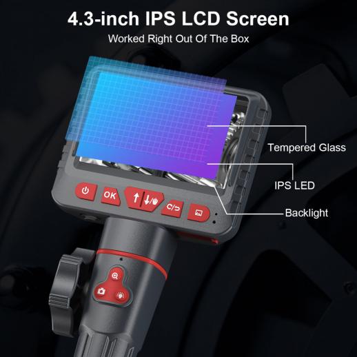 Cámara endoscopio industrial, IP67 impermeable, flexible, HD 1080P, imagen  clara, 4.3 pulgadas, pantalla IPS, cámara de inspección de boroscopio