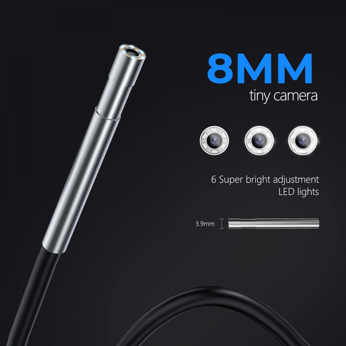K&F Concept Przemysłowa kamera endoskopowa 8-milimetrowa kamera inspekcyjna endoskopowa 4,3-calowy ekran HD 1080P Kamera wężowa ze światłami LED, półsztywny kabel do samochodu, silnika, kontrola odpływu (8 mm, 10 m / 32,8 stopy) Pomarańczowy