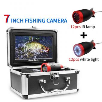 7‘’ Unterwasser-Angelkamera 1200TVL HD-Objektiv Unterwasser Fischen Kamera 15 m Kabel 12 IR-Lichter Fish Finder für See-, Boots-, Eisangeln Euro-Stecker
