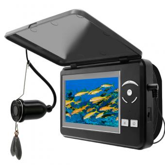 Cámara de pesca submarina, visor de peces portátil 720P con LCD de 4,3", cable de 15 m, captura/grabación de video, indicador barométrico, 6 luces IR, lente IP68 Eurogauge