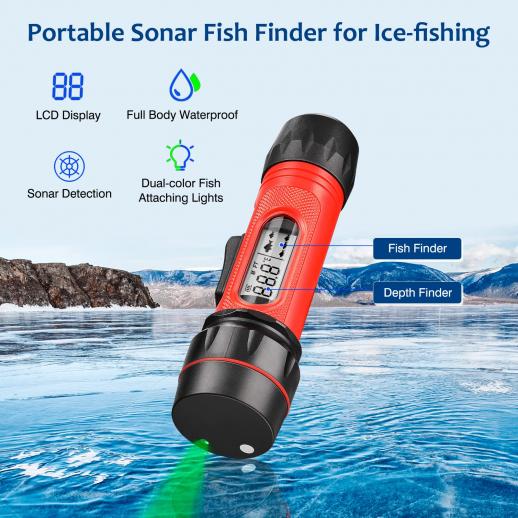 Ecoscandaglio portatile, rilevatore di profondità portatile per pesca sul  ghiaccio con temperatura, sensore ecoscandaglio di profondità Rilevatore di  pesca display LCD ecoscandaglio portatile impermeabile, 300 piedi - K&F  Concept
