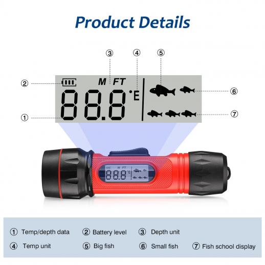 Handheld Sonar Depth Finder, Portable Ice Fishing Detector - K&F Concept