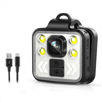 Enregistreur vidéo portable KS-908, caméra d'éclairage portable tout-en-un 1080P avec lumière LED à luminosité réglable, autonomie de 5,5 heures, adaptée au cyclisme, à la maison, à l'extérieur, au travail de nuit