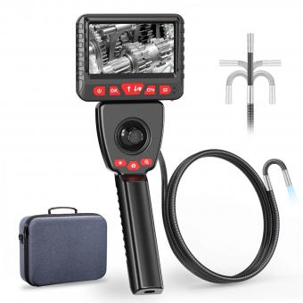 Caméra Endoscope Industriel HD avec Câble de 0,23'' de Diamètre Ultra-mince, Caméra 2,0MP, 6 Lumières LED, Écran de 4,3" et Lentille Réglable à 360° (2m)