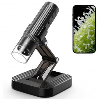 WiFi Digitalmikroskop 50X-1000X Vergrößerung HD USB Mikroskop mit verstellbarem Ständer, Mini-Taschenmikroskop 8 LED, USB Mikroskopische Kamera für iPhone, iPad, Android, Windows