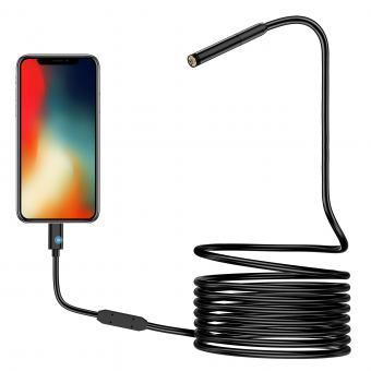 Kentfaith Industrial Endoscope Inspection Camera borescope, 8 LED lights specially designed for iPhone, 8mm lightning interface snake camera, suitable for iPhone15 14 13 12 11 X XR 8 7 6 series iPhone supports IP67 waterproof 10 meters rigid cable