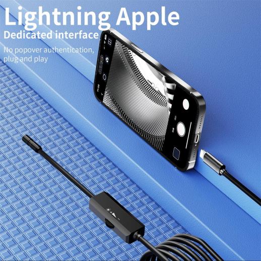 Caméra Endoscope Conçu pour iPhone avec 8 Lumières LED, Caméra Serpent 8  mm, IP67 Étanche - K&F Concept