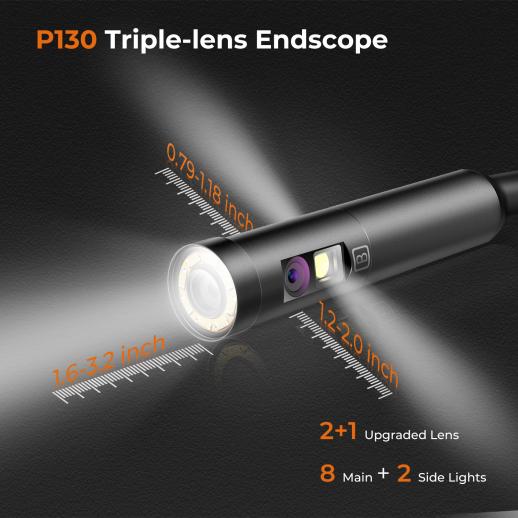 Caméra Endoscope 1080P Endoscope Industriel à 3 Lentilles, Étanche IP67  Serpent Caméra Endoscope, Écran IPS 4,3, 8+2 Lumières LED, Carte de 32 Go  (Longueur de Câble de 5m/16,4ft) - K&F Concept