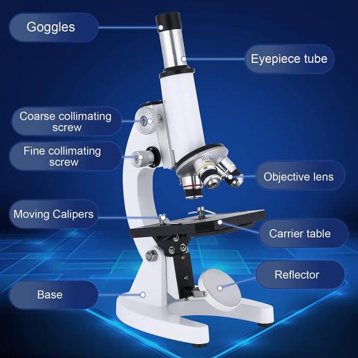 Microscopio biologico 2500X microscopio monoculare esperimento didattico  professionale microscopio ottico con illuminazione a luce LED