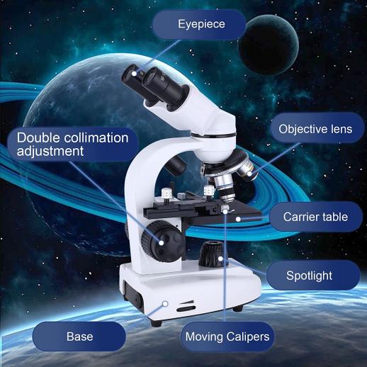 Microscope Binoculaire, Microscope Composé de Laboratoire - Double Led/10  Spécimens, Microscope Optique Binoculaire HD pour Laboratoire