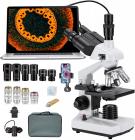 Microscope optique lumière trinoculaire Composé, grossissement 40x - 5000x, avec oculaire électronique et support mécanique, oculaire wf10x et wf25x, Abay spot,  Microscope scolaire, Éducation, Kentfaith 