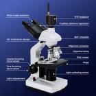 40X-5000X Trinokulært Mikroskop med WiFi Elektrisk Okular & Mekanisk Scene, WF10X + WF25X Okularer, Abbe Kondenser, Kentfaith