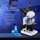 40X-5000X Trinokulært Mikroskop med WiFi Elektrisk Okular & Mekanisk Scene, WF10X + WF25X Okularer, Abbe Kondenser, Kentfaith