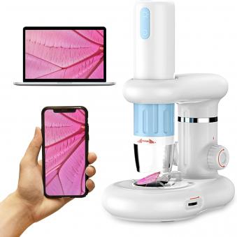 Microscope numérique électronique portable wifi HD, grossissement 50x - 1000x, double source lumineuse LED, compatible avec IOS, Smartphone Android, ordinateur
