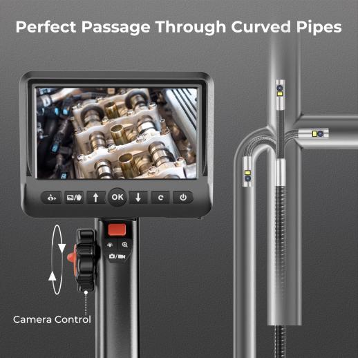 1080P Dual-Lens Endoscope,Borescope with 5 IPS Screen,5mm Ultra-Slim  Inspection Camera with 7 LED Lights,32GB Card,3500mAh Battery,Snake Camera  with