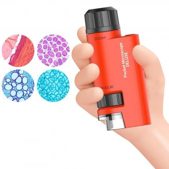 Pocket Mini Small Microscope, 60x-120x Handheld Microscope LED Lighted Zoom