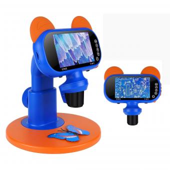 Microscope numérique portable avec écran LCD 4", microscope de poche 1500x pour enfants avec lampe LED, microscope portable pour adultes.
