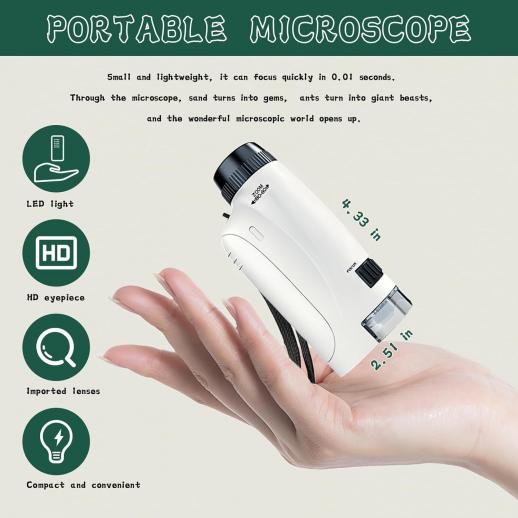 Minilabsters Miniscope portable pour enfants, microscope de poche pour  enfants, microscope de poche, éclairage LED, pour enfants et étudiants :  : Jeux et Jouets