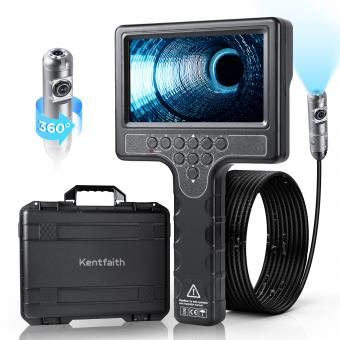 Plumbing Inspection Camera with 360° Rotating Side Camera 7" HD Screen 32ft Kentfaith
