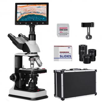 Trinocular Compound Microscope with 7in Screen 40X- 2500X Magnification Mechanical Stage