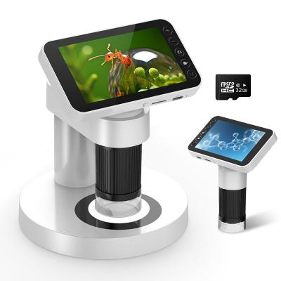 Digital håndholdt mikroskop med 4" IPS skærm aftagelig base 1000X forstørrelse