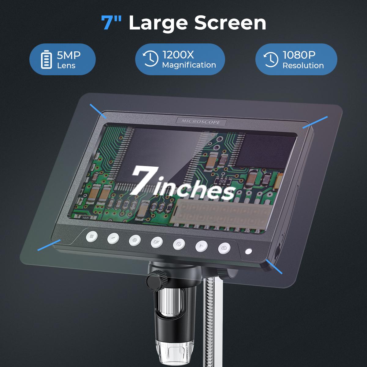 Irfora 7-Zoll LCD Elektronenmikroskop - 270x Vergrößerung & 4MP Kamera | Für Industrie & Reparatur