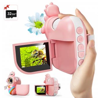 Portable Kids Microscope with 1000X Magnification 8 Adjustable LEDs 32G Card for Ages 3-12 Kentfaith