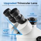 Trinokulær stereomikroskop med 4K digitalt okular, 3,5x-45x forstørrelse, 144 stk LED, 0,5x CTV-adapter, Kentfaith